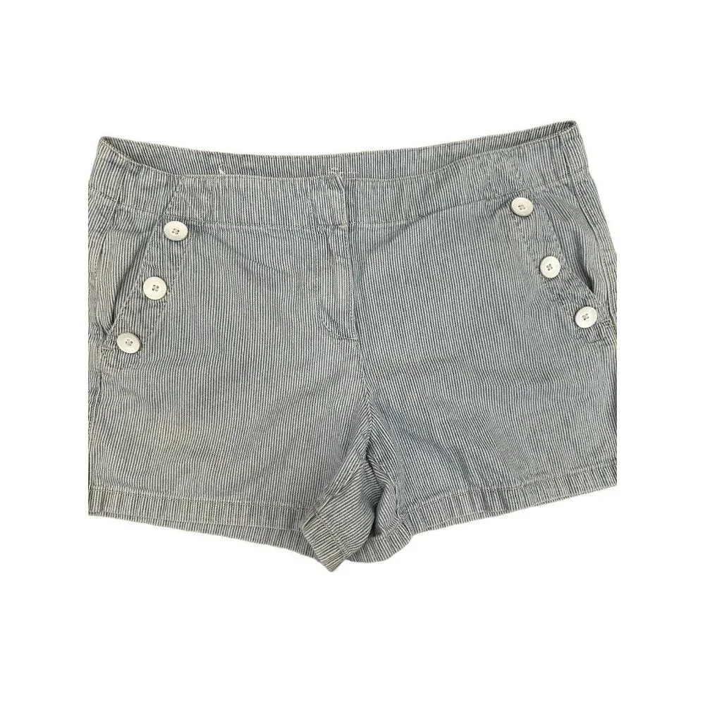 LOFT Shorts Womens 2 Blue/White Striped Shorts